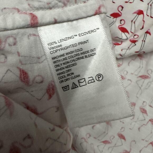 Tommy Bahama Shirt Mens 2XL White Pink Flamingo Print Short Sleeve Button Front - Picture 8 of 11